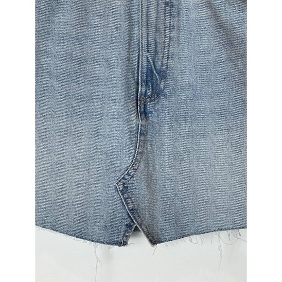 Zara Blue Light Wash A Line Raw Hem Denim Mini Skirt Size S - Picture 5 of 7
